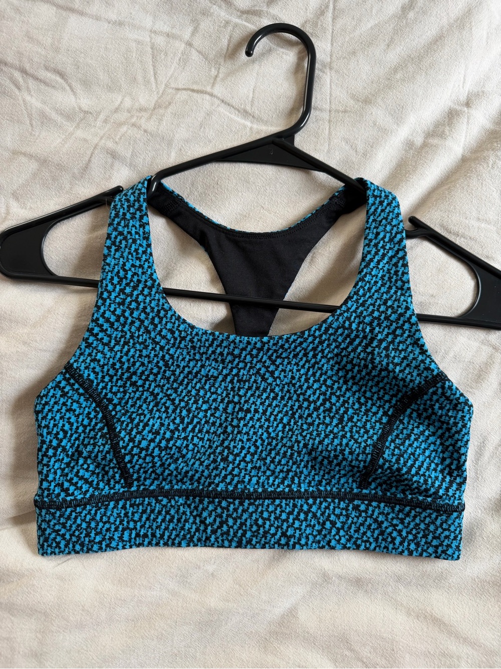 lululemon athletica Blue & Black Patterned Racerback Sports Bra